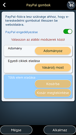 A Paypal gombok segítségével biztonságos online fizetési megoldást állíthat be.