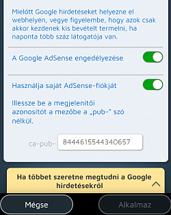 Ha a forgalom elegendő, akkor a Google Adsense segítségével bevételt szerezhet webhelyével